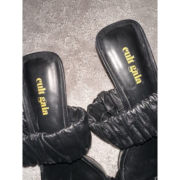 Cult Gaia MINA Black Leather Slip On Sandals EU 38/US 7.5-8 EUC - Picture 3 of 7